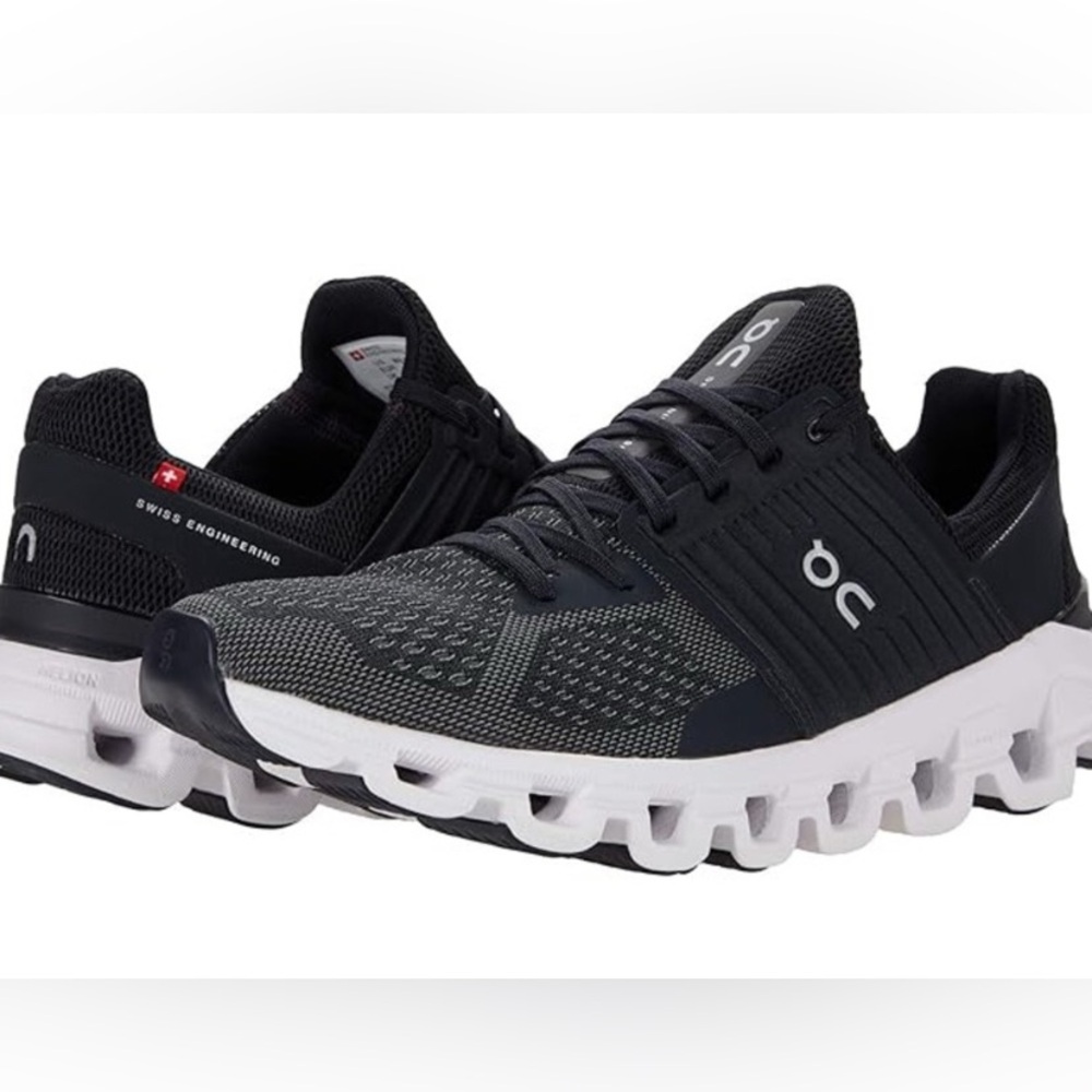 On Running Black and White Athletic Shoes - Picture 2 of 16